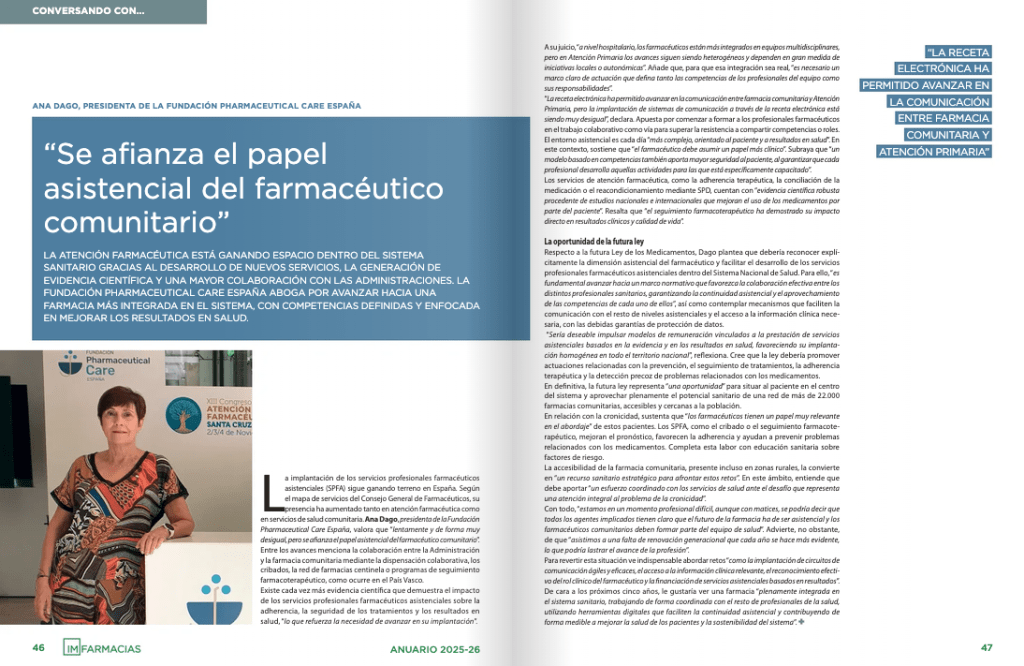 Ana Dago en IM Farmacias anuario 2025-26
